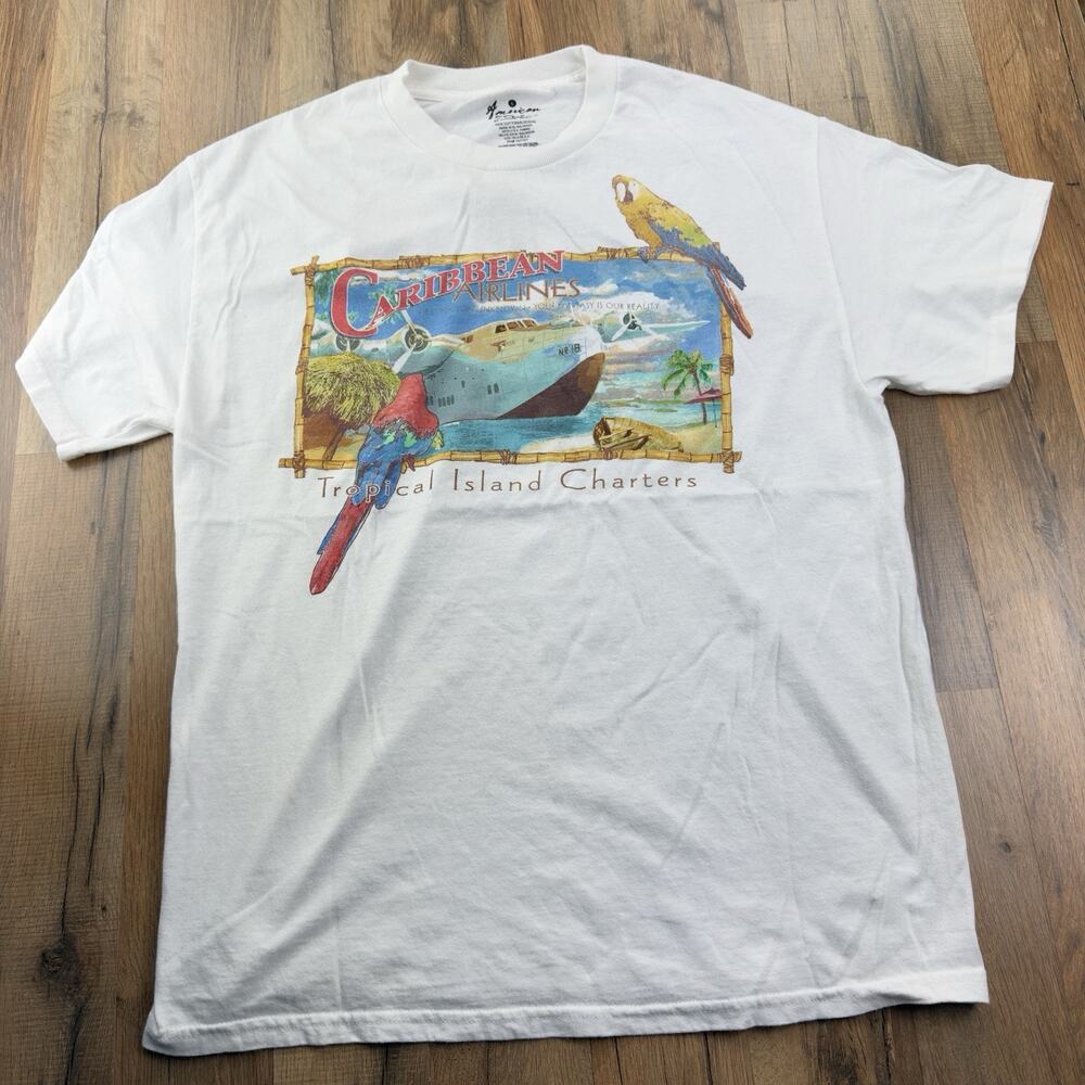 Vintage 2000s Size L Tropical Island Caribbean American Shirt 100% Cotton